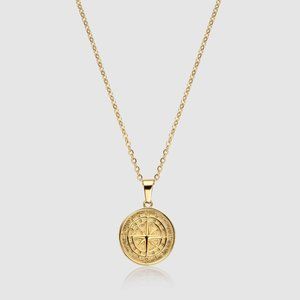 COPY - 18k Gold Compass North Star Pendant Chain Compass Necklace Gold Anchor P…